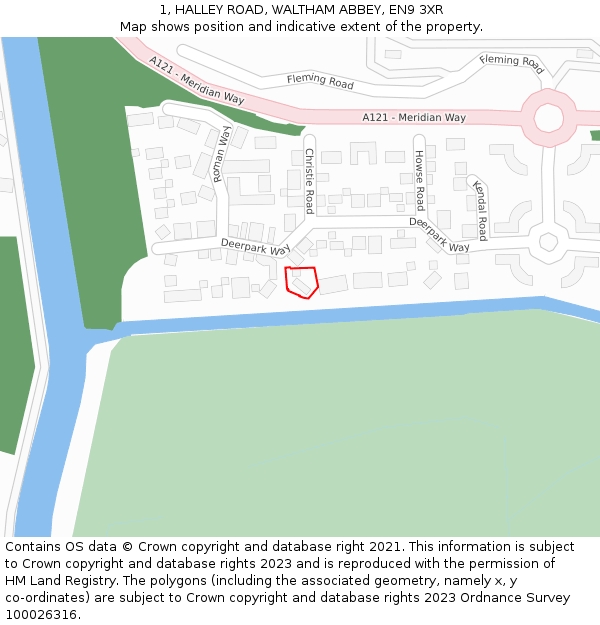 1, HALLEY ROAD, WALTHAM ABBEY, EN9 3XR: Location map and indicative extent of plot