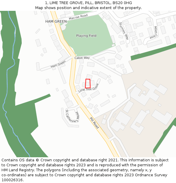 1, LIME TREE GROVE, PILL, BRISTOL, BS20 0HG: Location map and indicative extent of plot