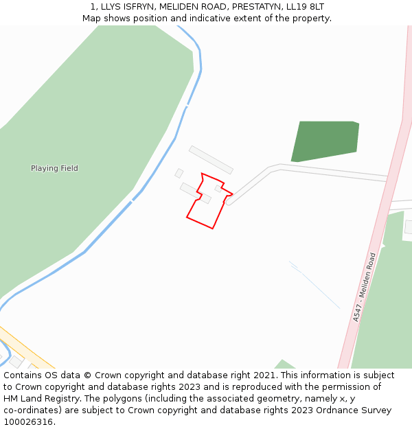 1, LLYS ISFRYN, MELIDEN ROAD, PRESTATYN, LL19 8LT: Location map and indicative extent of plot