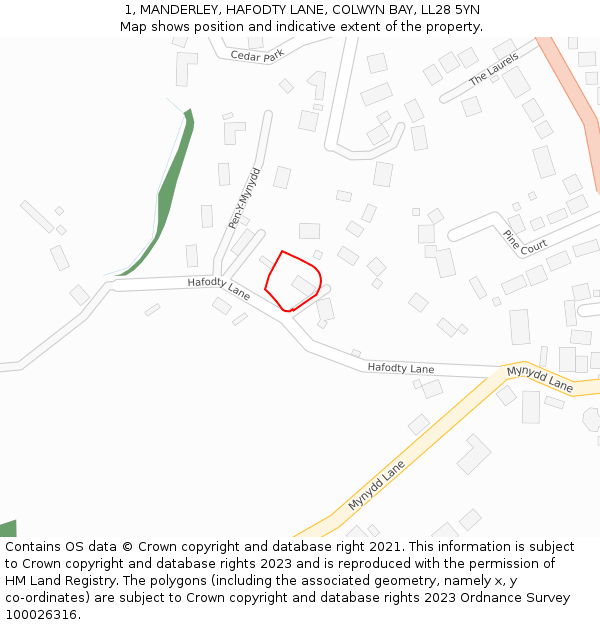 1, MANDERLEY, HAFODTY LANE, COLWYN BAY, LL28 5YN: Location map and indicative extent of plot