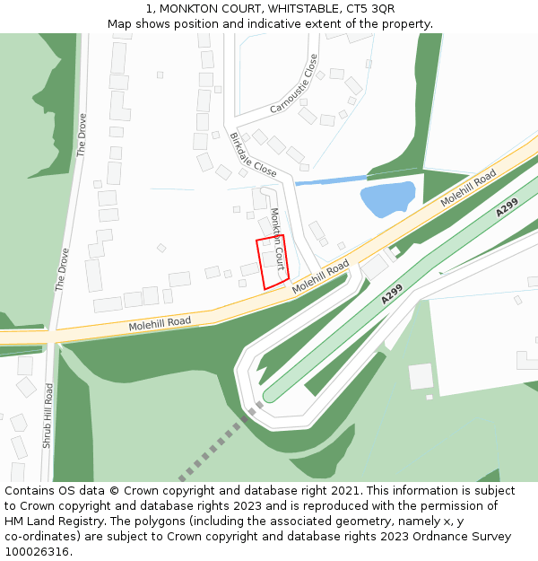 1, MONKTON COURT, WHITSTABLE, CT5 3QR: Location map and indicative extent of plot