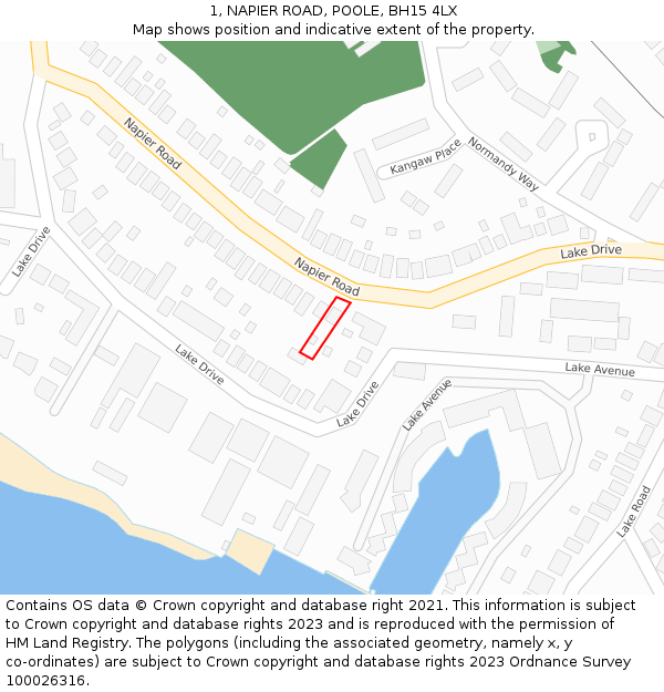 1, NAPIER ROAD, POOLE, BH15 4LX: Location map and indicative extent of plot