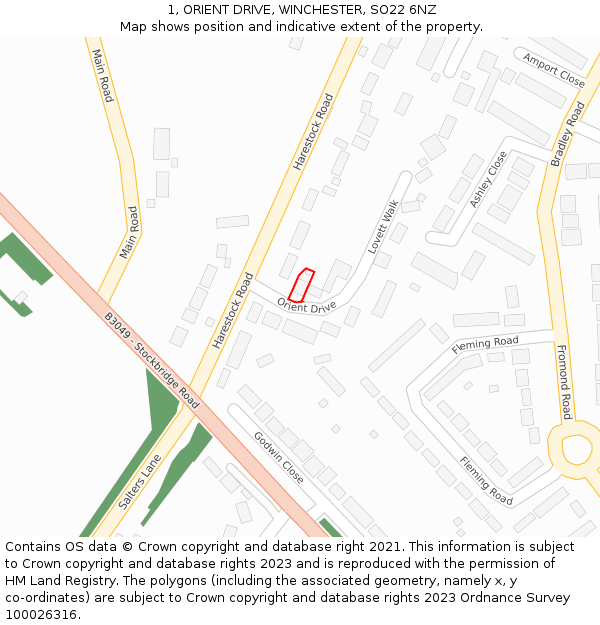 1, ORIENT DRIVE, WINCHESTER, SO22 6NZ: Location map and indicative extent of plot