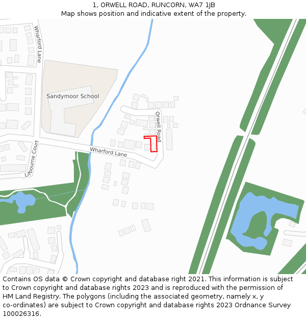 1, ORWELL ROAD, RUNCORN, WA7 1JB: Location map and indicative extent of plot