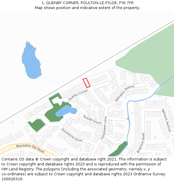 1, QUENBY CORNER, POULTON-LE-FYLDE, FY6 7FR: Location map and indicative extent of plot