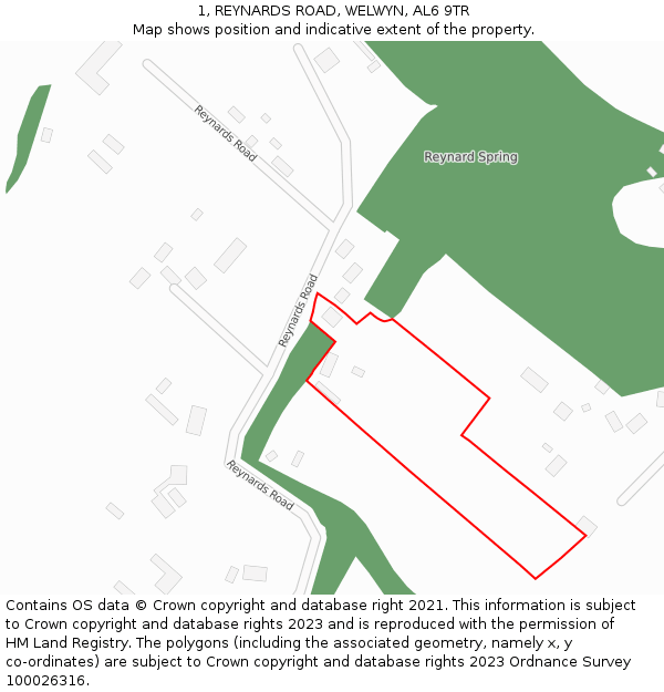 1, REYNARDS ROAD, WELWYN, AL6 9TR: Location map and indicative extent of plot