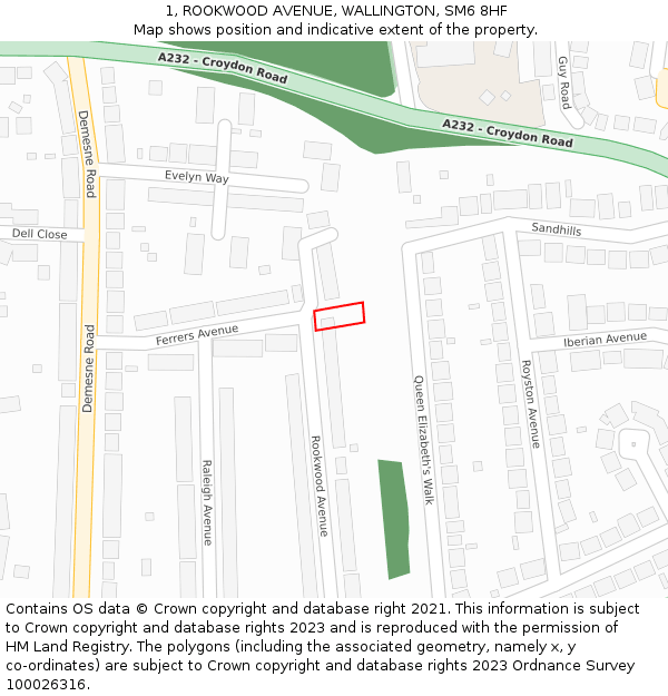 1, ROOKWOOD AVENUE, WALLINGTON, SM6 8HF: Location map and indicative extent of plot