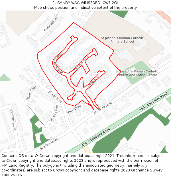 1, SANDY WAY, WINSFORD, CW7 2GL: Location map and indicative extent of plot