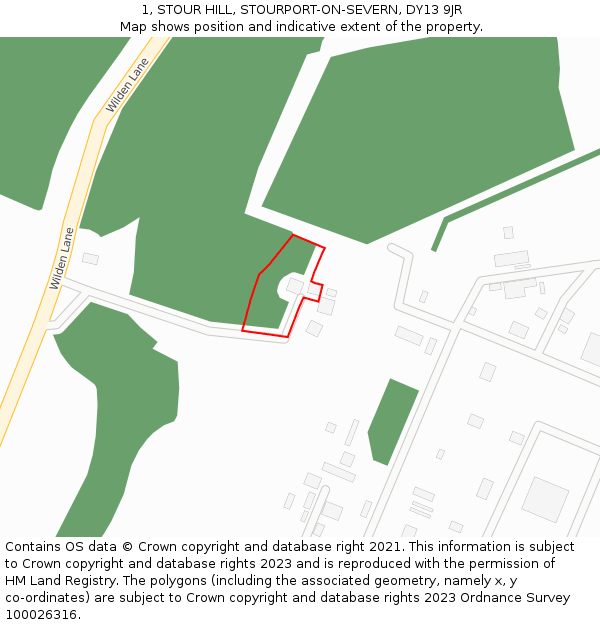 1, STOUR HILL, STOURPORT-ON-SEVERN, DY13 9JR: Location map and indicative extent of plot