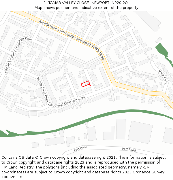 1, TAMAR VALLEY CLOSE, NEWPORT, NP20 2QL: Location map and indicative extent of plot