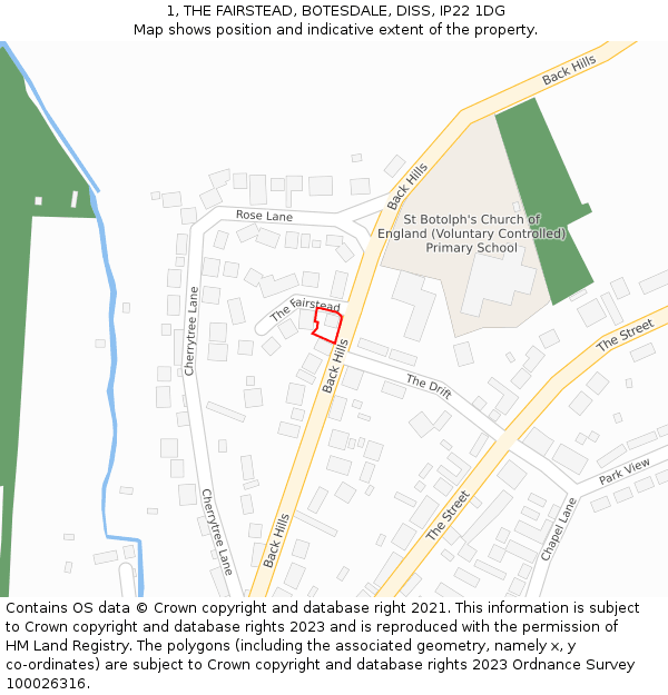 1, THE FAIRSTEAD, BOTESDALE, DISS, IP22 1DG: Location map and indicative extent of plot