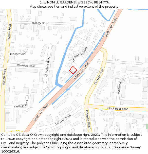 1, WINDMILL GARDENS, WISBECH, PE14 7YA: Location map and indicative extent of plot