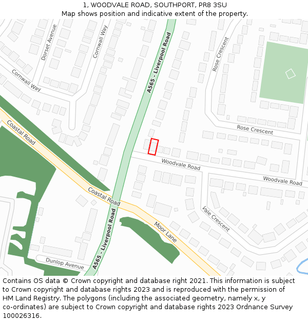 1, WOODVALE ROAD, SOUTHPORT, PR8 3SU: Location map and indicative extent of plot