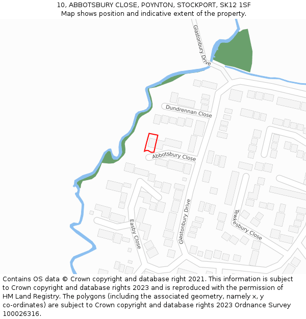 10, ABBOTSBURY CLOSE, POYNTON, STOCKPORT, SK12 1SF: Location map and indicative extent of plot