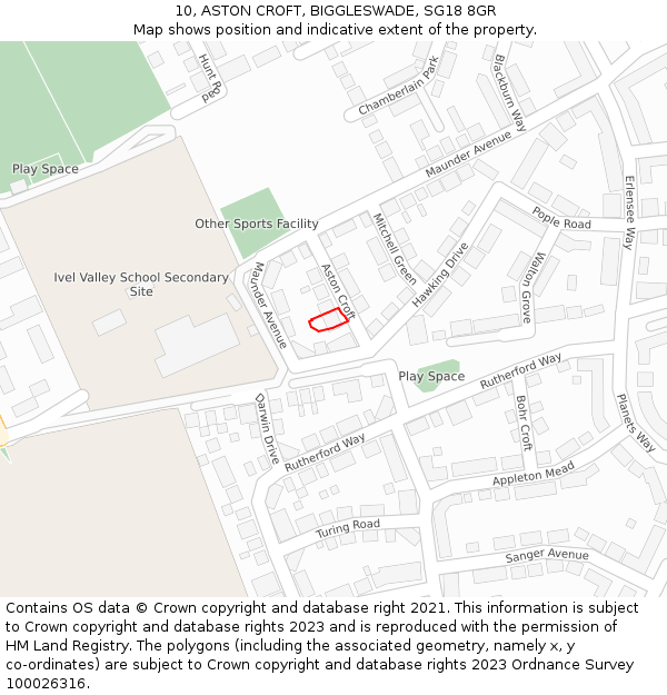 10, ASTON CROFT, BIGGLESWADE, SG18 8GR: Location map and indicative extent of plot