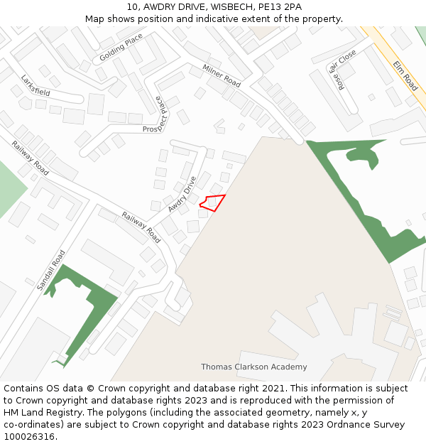 10, AWDRY DRIVE, WISBECH, PE13 2PA: Location map and indicative extent of plot