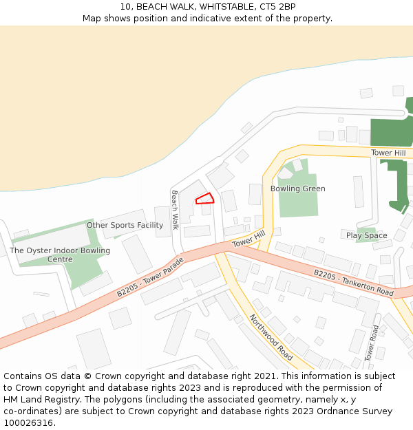 10, BEACH WALK, WHITSTABLE, CT5 2BP: Location map and indicative extent of plot