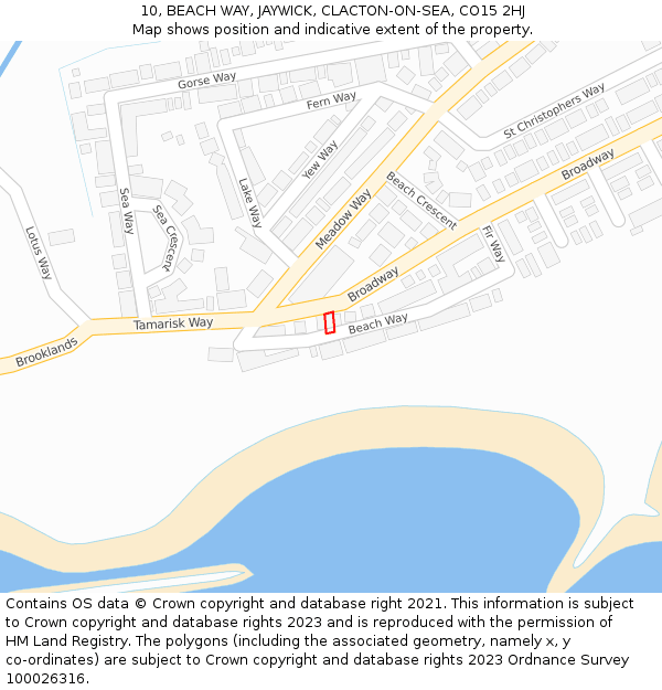 10, BEACH WAY, JAYWICK, CLACTON-ON-SEA, CO15 2HJ: Location map and indicative extent of plot