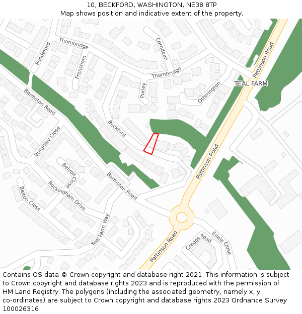 10, BECKFORD, WASHINGTON, NE38 8TP: Location map and indicative extent of plot