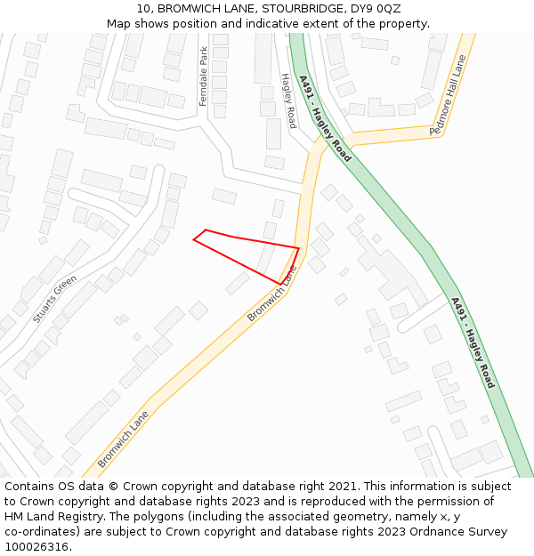 10, BROMWICH LANE, STOURBRIDGE, DY9 0QZ: Location map and indicative extent of plot