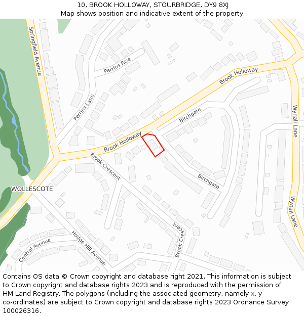 10, BROOK HOLLOWAY, STOURBRIDGE, DY9 8XJ: Location map and indicative extent of plot