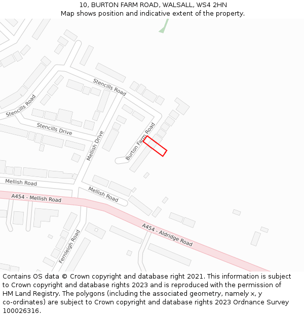10, BURTON FARM ROAD, WALSALL, WS4 2HN: Location map and indicative extent of plot