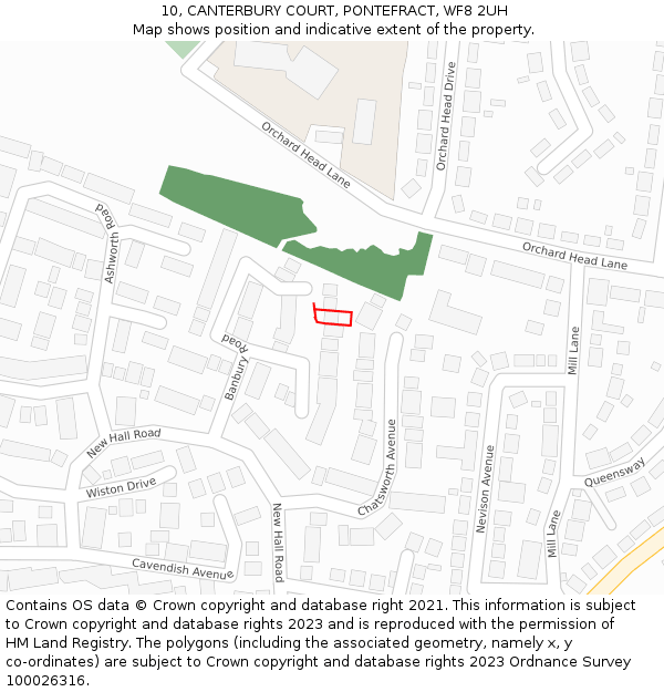 10, CANTERBURY COURT, PONTEFRACT, WF8 2UH: Location map and indicative extent of plot