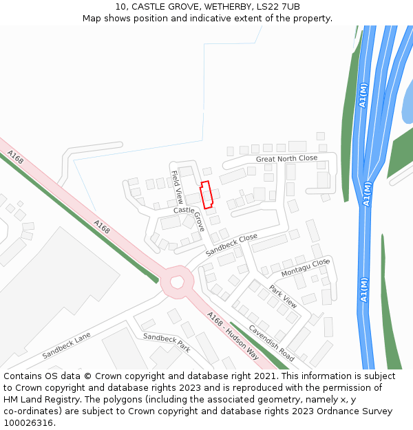 10, CASTLE GROVE, WETHERBY, LS22 7UB: Location map and indicative extent of plot