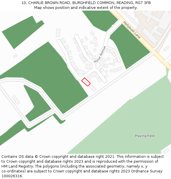 10, CHARLIE BROWN ROAD, BURGHFIELD COMMON, READING, RG7 3FB: Location map and indicative extent of plot