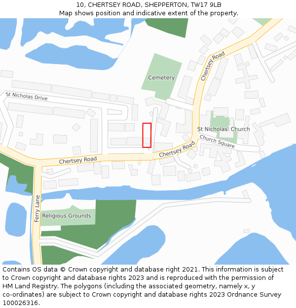 10, CHERTSEY ROAD, SHEPPERTON, TW17 9LB: Location map and indicative extent of plot