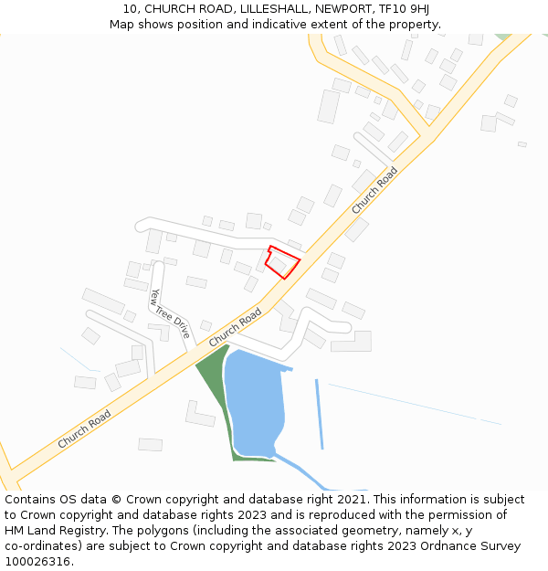 10, CHURCH ROAD, LILLESHALL, NEWPORT, TF10 9HJ: Location map and indicative extent of plot