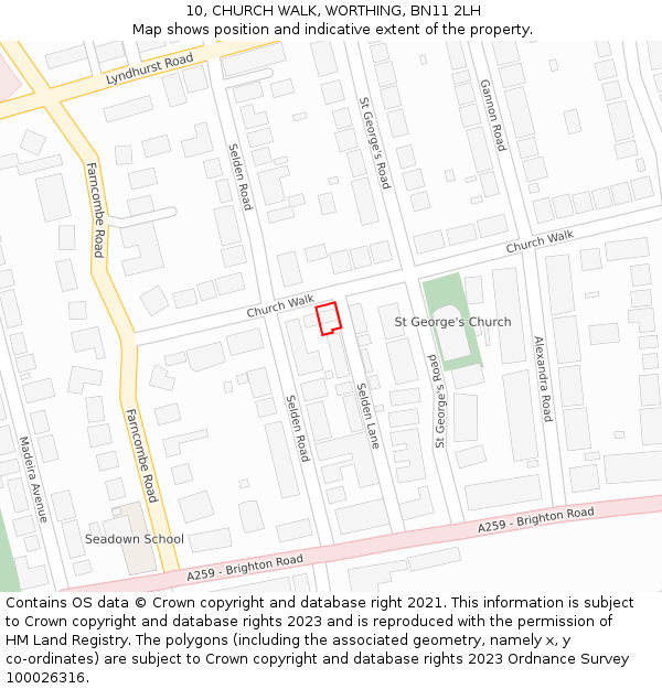 10, CHURCH WALK, WORTHING, BN11 2LH: Location map and indicative extent of plot