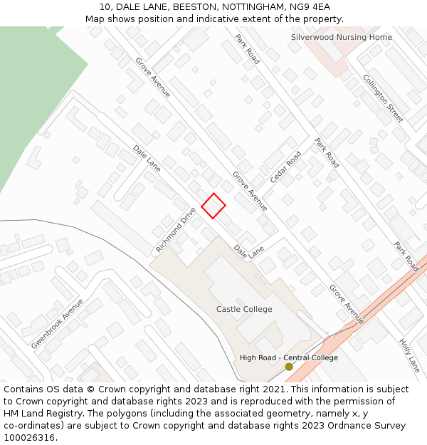 10, DALE LANE, BEESTON, NOTTINGHAM, NG9 4EA: Location map and indicative extent of plot