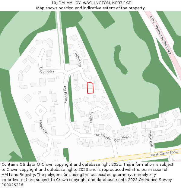 10, DALMAHOY, WASHINGTON, NE37 1SF: Location map and indicative extent of plot