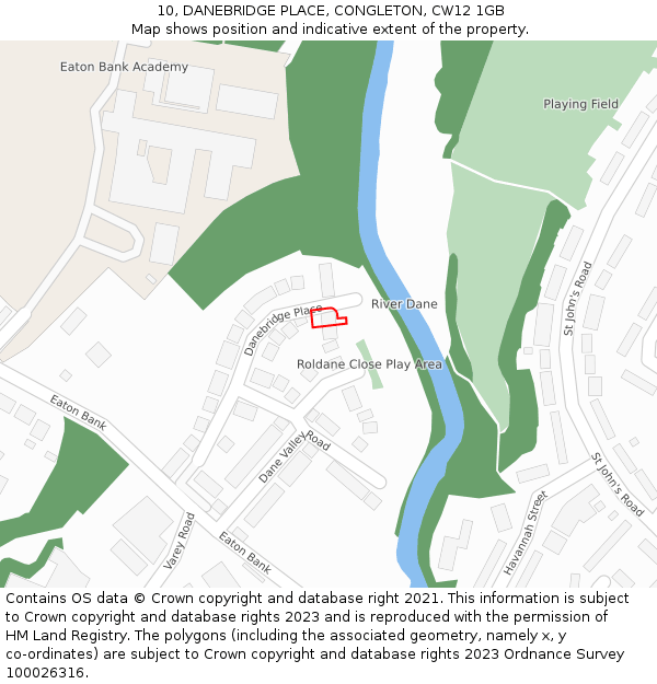 10, DANEBRIDGE PLACE, CONGLETON, CW12 1GB: Location map and indicative extent of plot