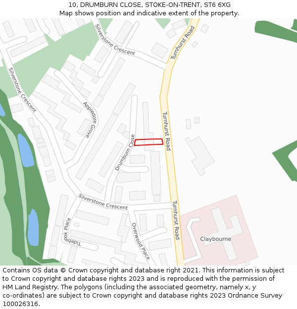 10, DRUMBURN CLOSE, STOKE-ON-TRENT, ST6 6XG: Location map and indicative extent of plot
