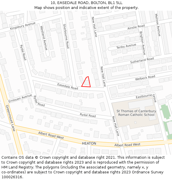 10, EASEDALE ROAD, BOLTON, BL1 5LL: Location map and indicative extent of plot