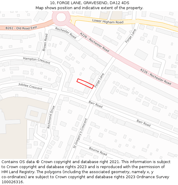 10, FORGE LANE, GRAVESEND, DA12 4DS: Location map and indicative extent of plot