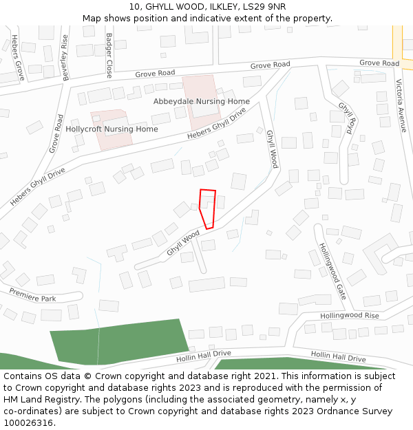 10, GHYLL WOOD, ILKLEY, LS29 9NR: Location map and indicative extent of plot