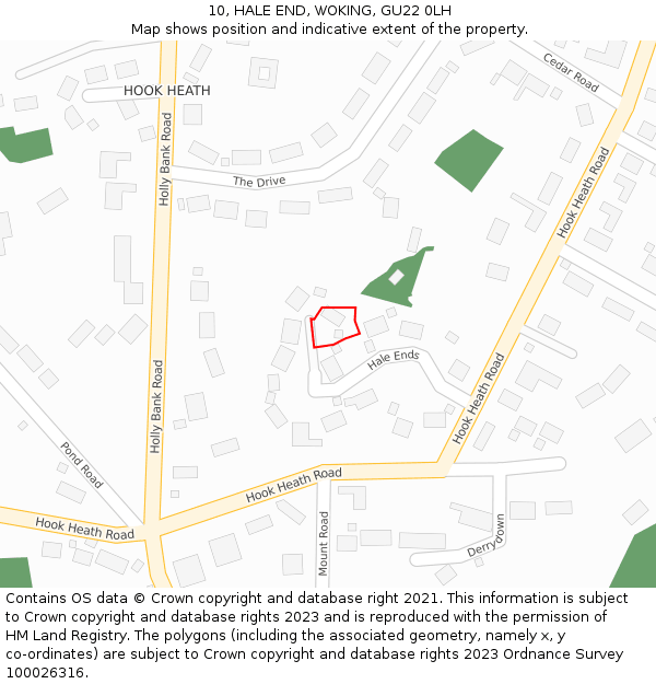 10, HALE END, WOKING, GU22 0LH: Location map and indicative extent of plot