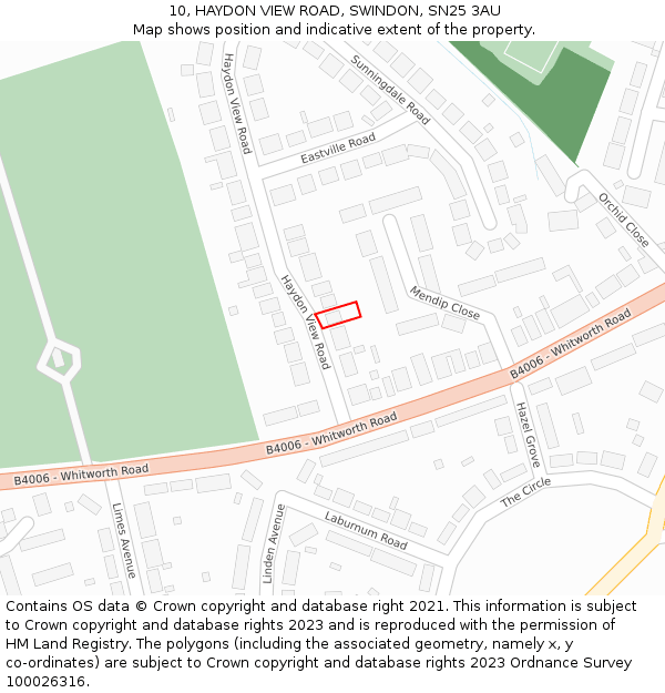 10, HAYDON VIEW ROAD, SWINDON, SN25 3AU: Location map and indicative extent of plot