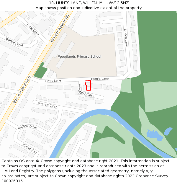 10, HUNTS LANE, WILLENHALL, WV12 5NZ: Location map and indicative extent of plot
