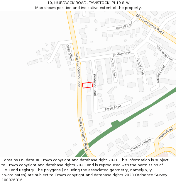 10, HURDWICK ROAD, TAVISTOCK, PL19 8LW: Location map and indicative extent of plot