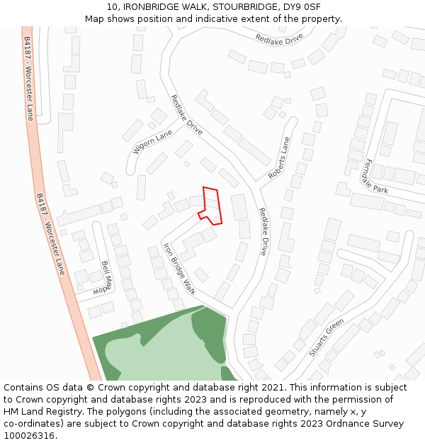 10, IRONBRIDGE WALK, STOURBRIDGE, DY9 0SF: Location map and indicative extent of plot