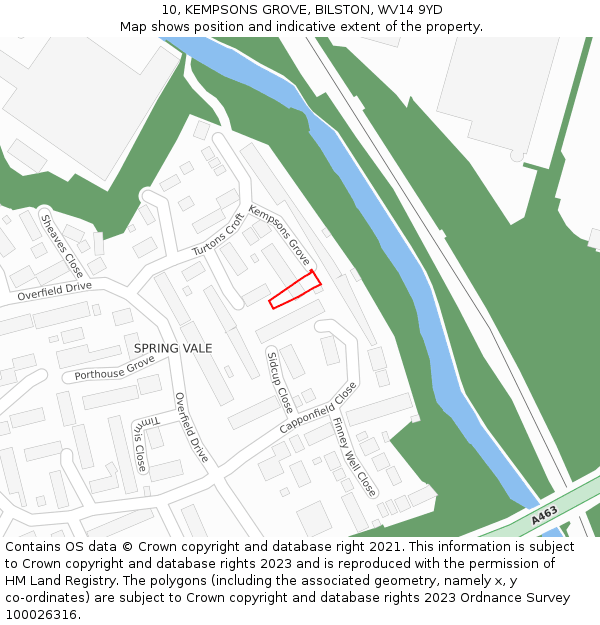 10, KEMPSONS GROVE, BILSTON, WV14 9YD: Location map and indicative extent of plot