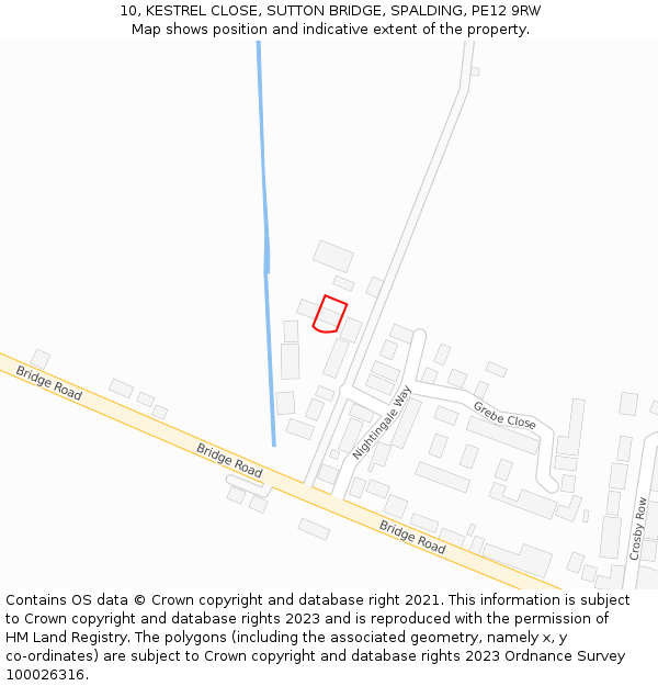 10, KESTREL CLOSE, SUTTON BRIDGE, SPALDING, PE12 9RW: Location map and indicative extent of plot