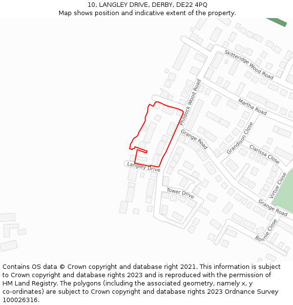 10, LANGLEY DRIVE, DERBY, DE22 4PQ: Location map and indicative extent of plot