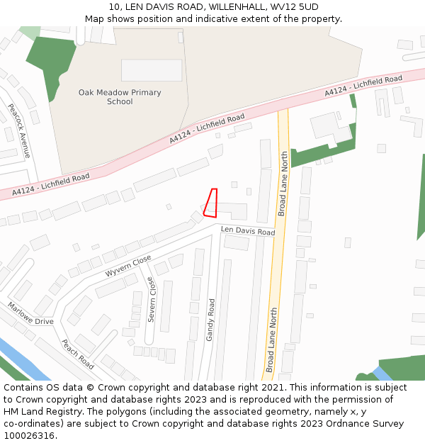 10, LEN DAVIS ROAD, WILLENHALL, WV12 5UD: Location map and indicative extent of plot