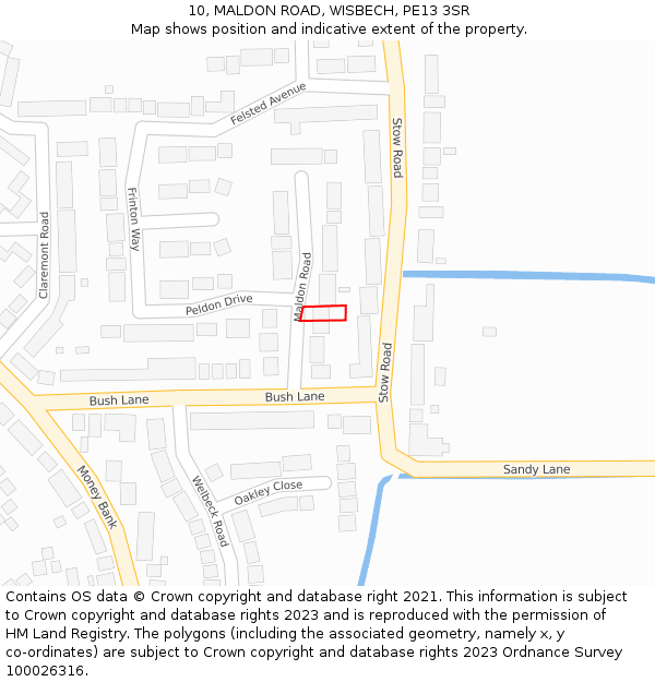 10, MALDON ROAD, WISBECH, PE13 3SR: Location map and indicative extent of plot