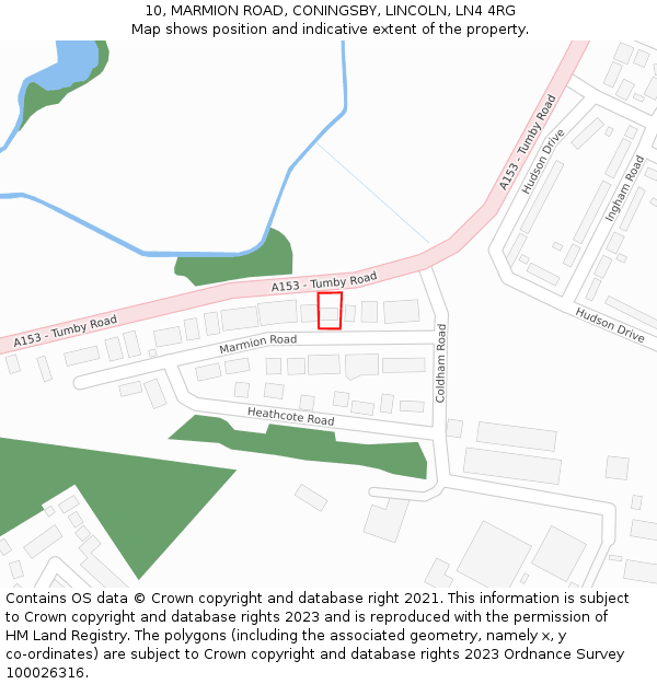 10, MARMION ROAD, CONINGSBY, LINCOLN, LN4 4RG: Location map and indicative extent of plot